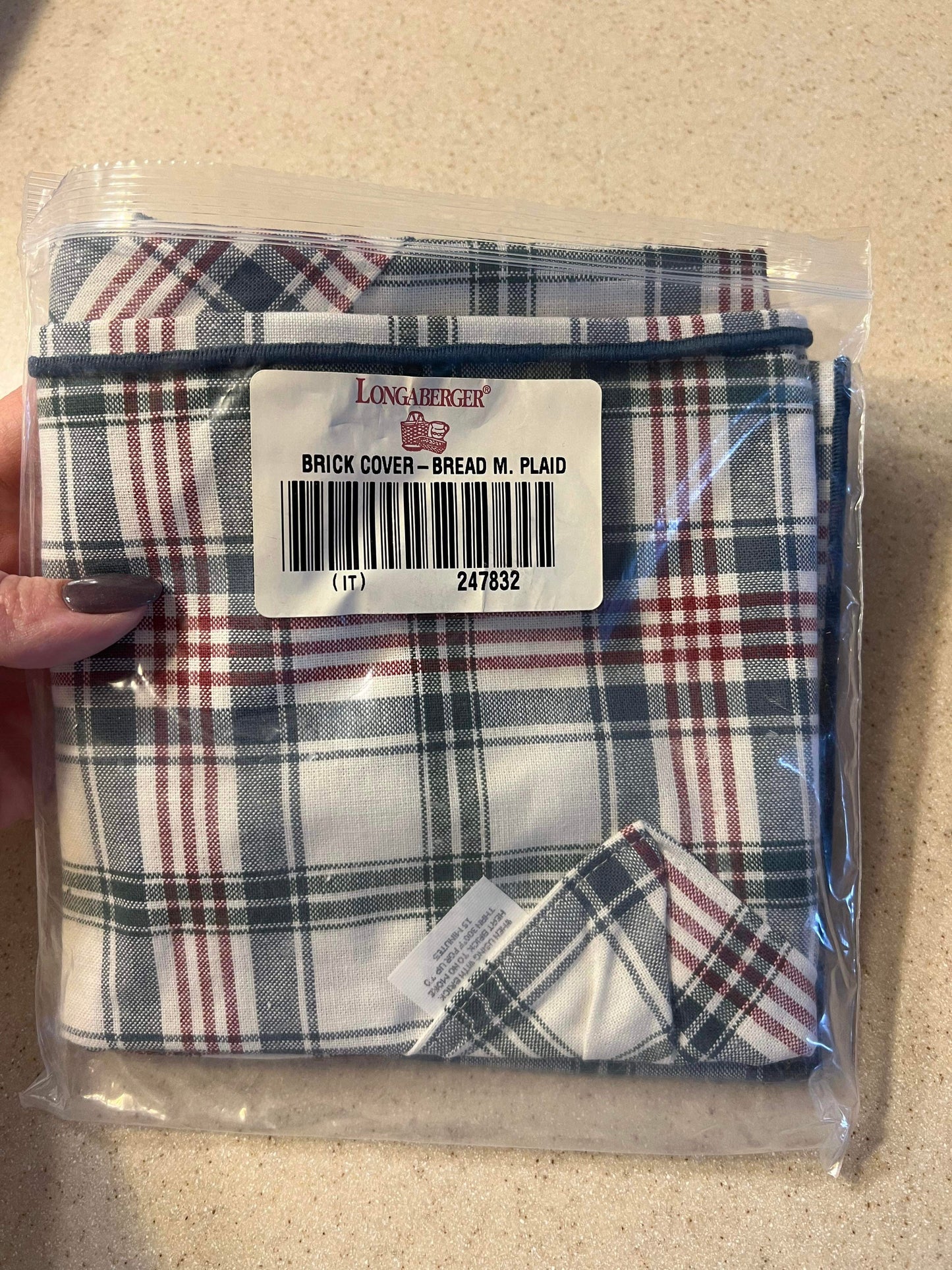 Longaberger Bread Brick Cover in Market Day Plaid