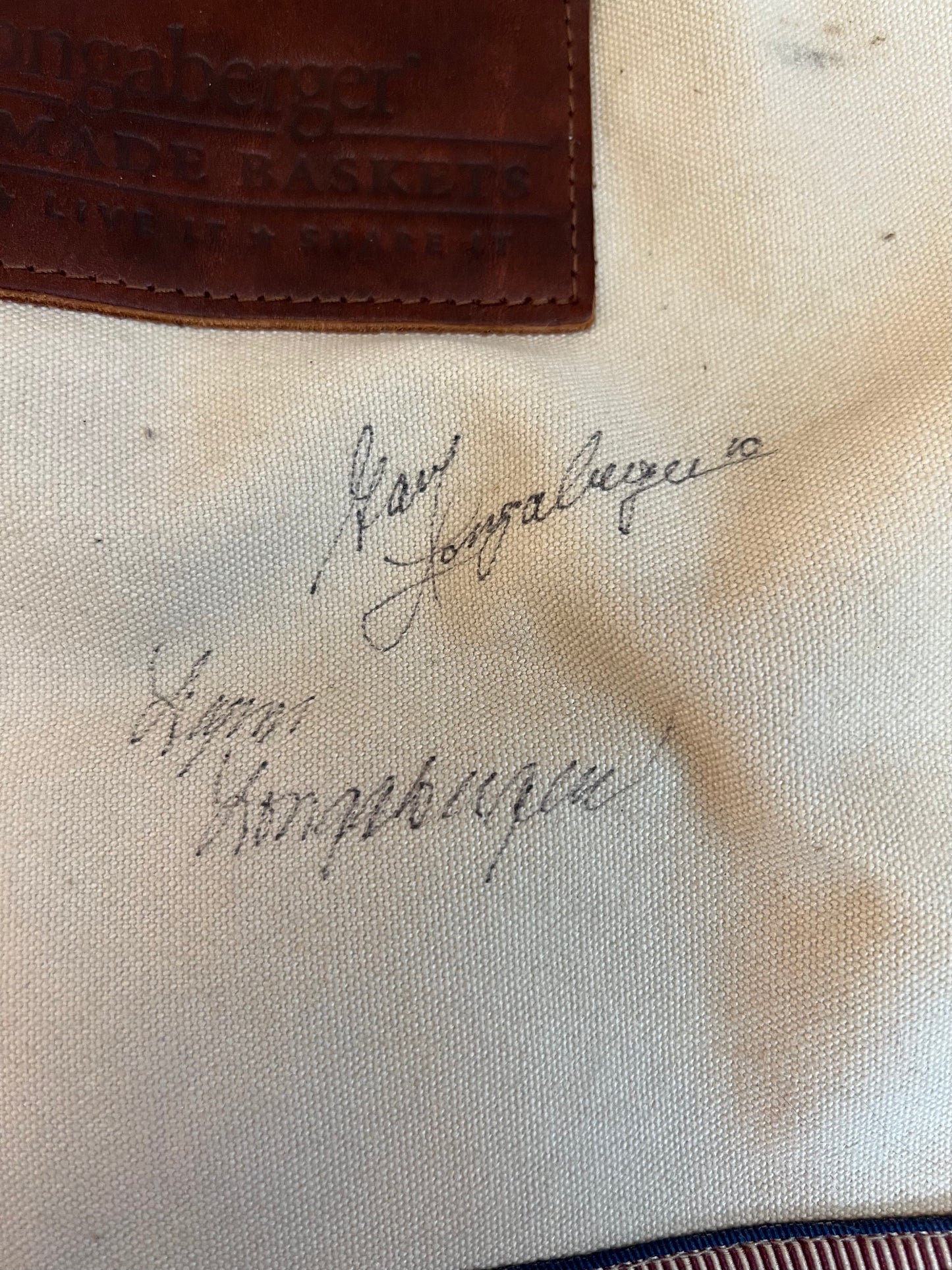 Longaberger signed tote bag