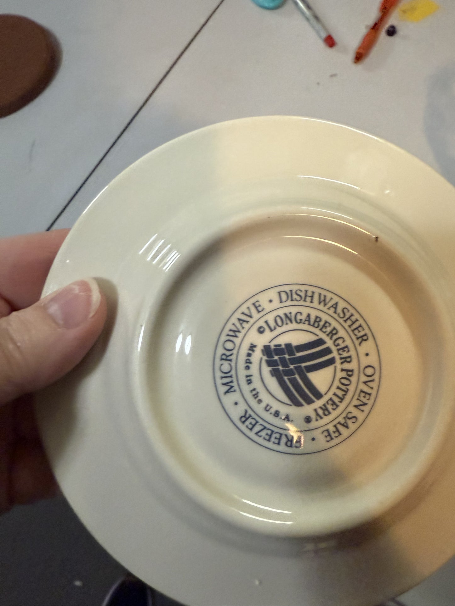 Longaberger tea plate in classic blue