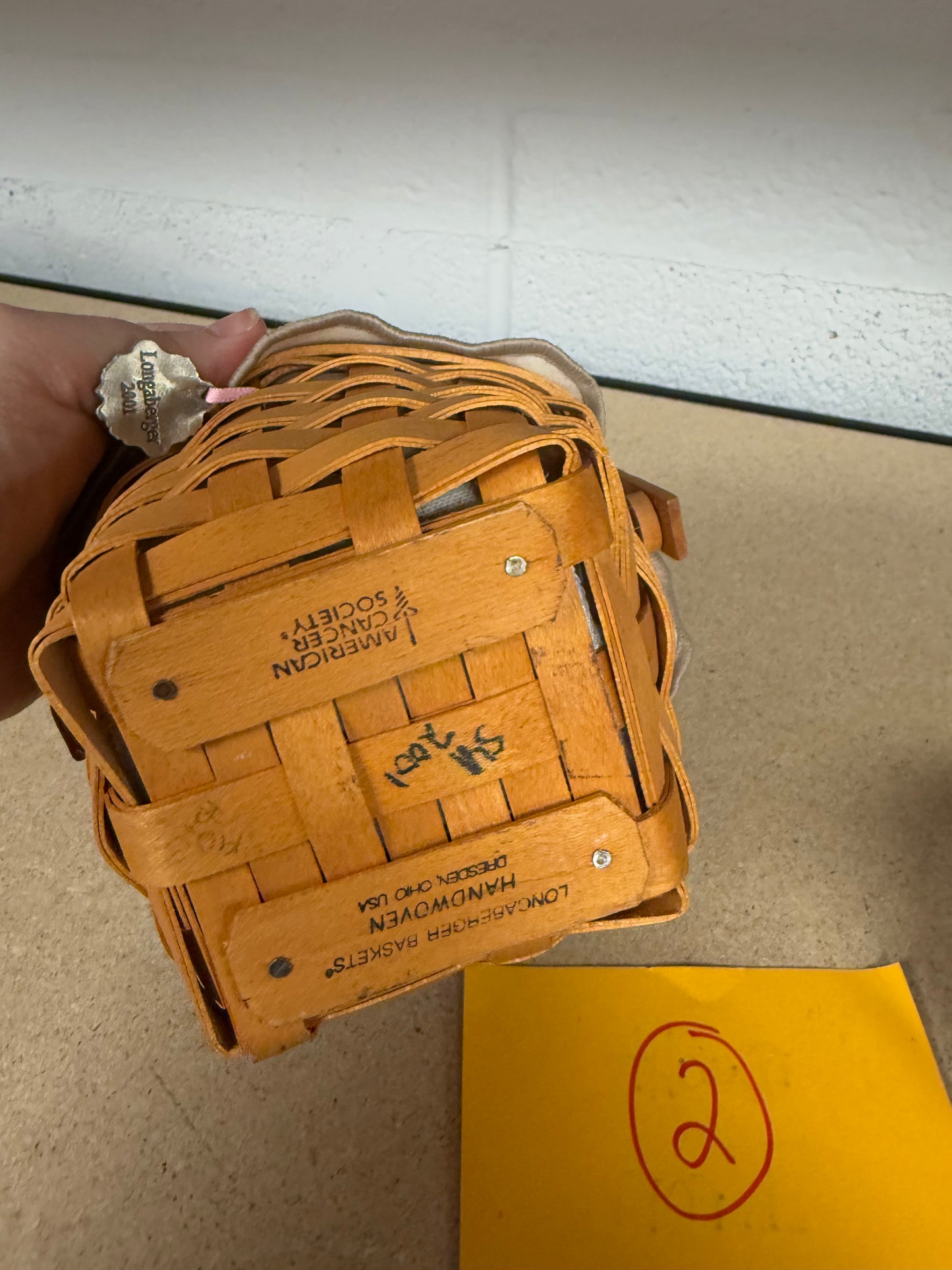 Longaberger 01 horizon of hope with liner, protector and tie on