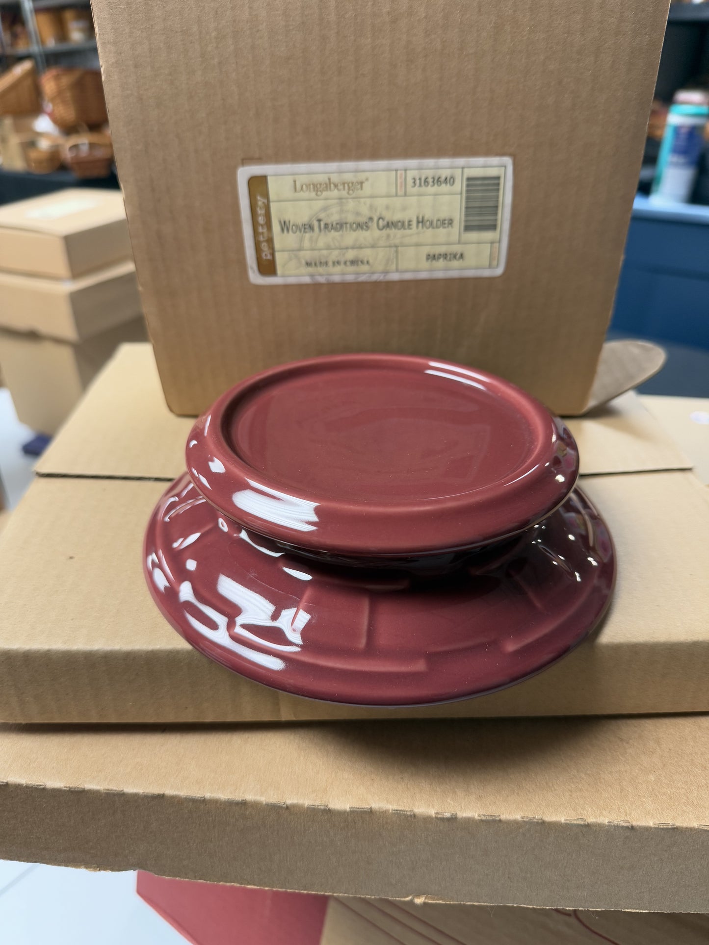 Longaberger candle holder in paprika
