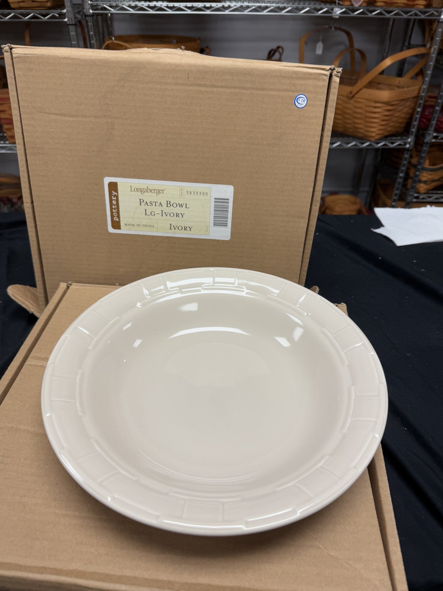Longaberger large pasta bowl in ivory