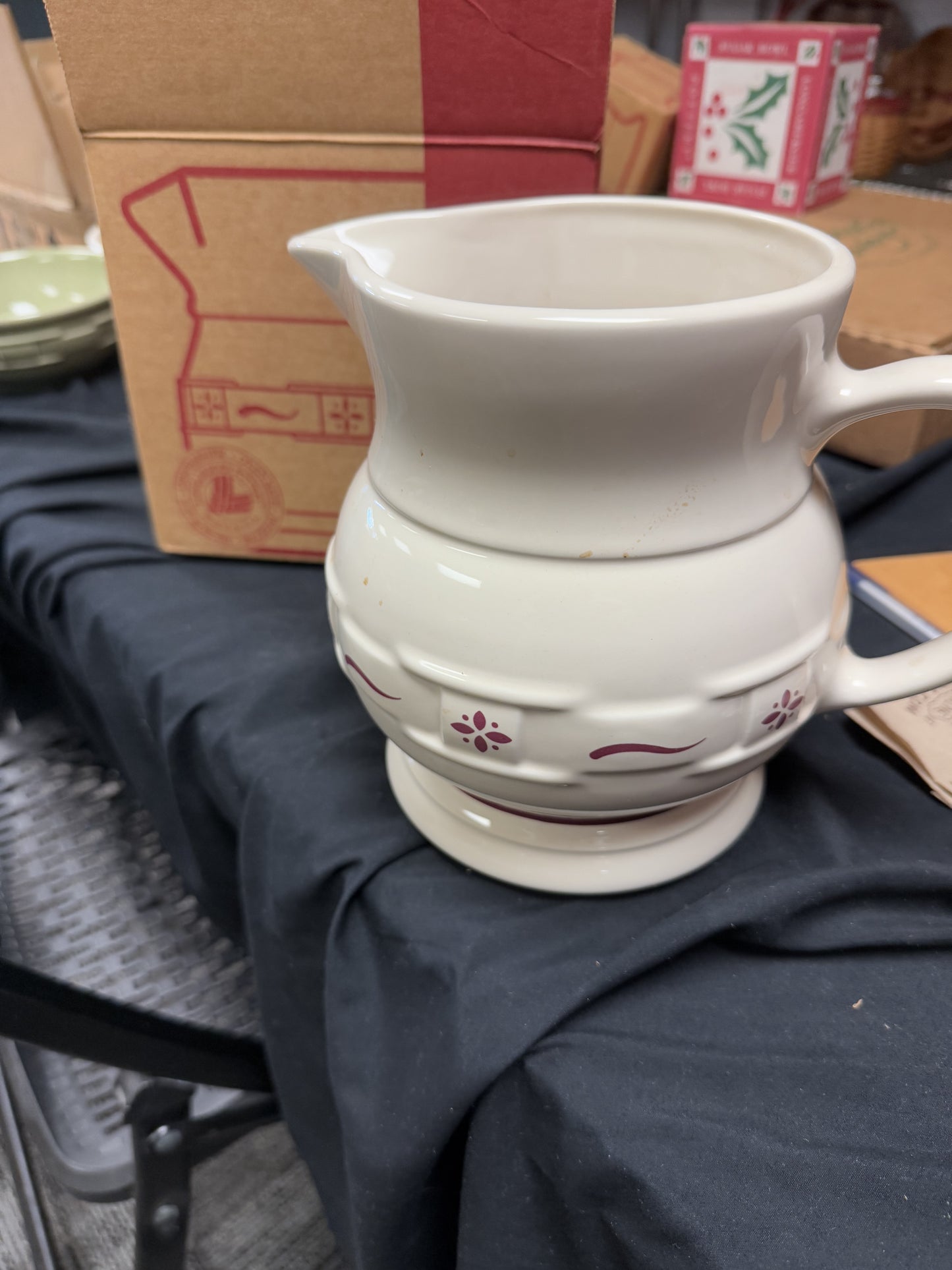 Longaberger large milk pitcher in traditional red