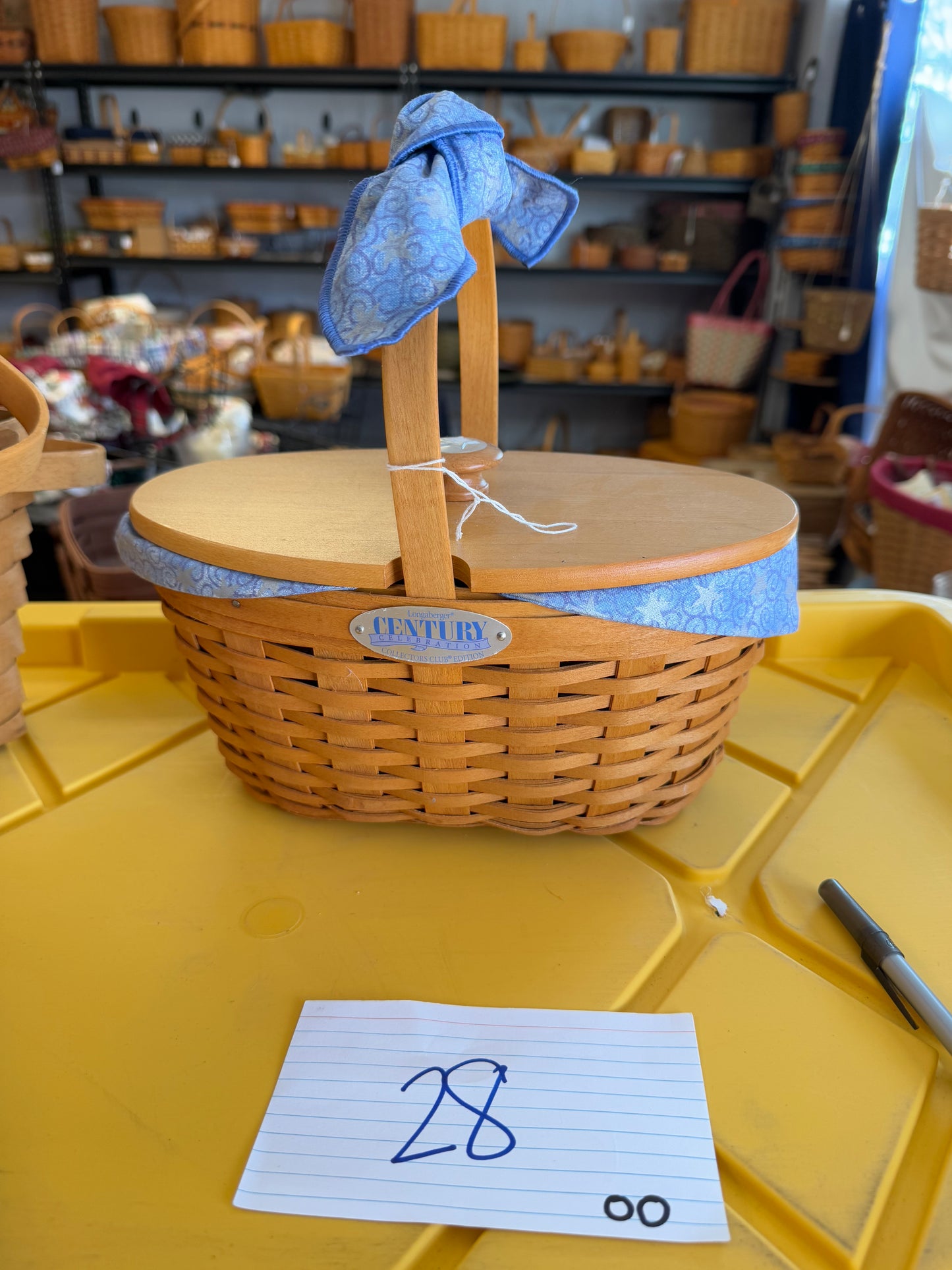 Longaberger century celebration collectors club edition with liner, protector, lid, and handle gripper