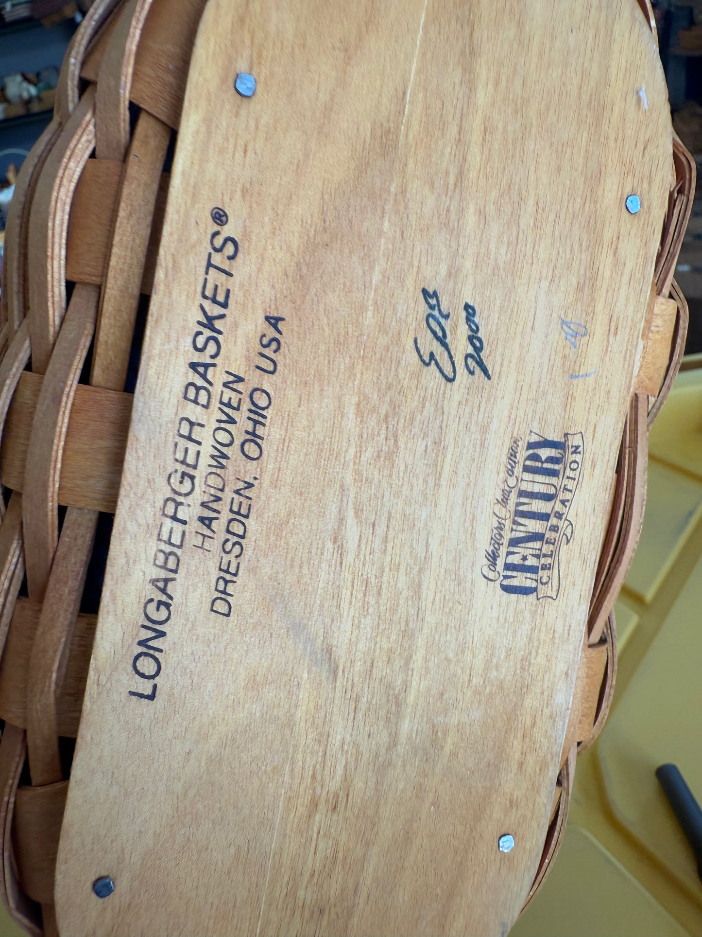 Longaberger century celebration collectors club edition with liner, protector, lid, and handle gripper