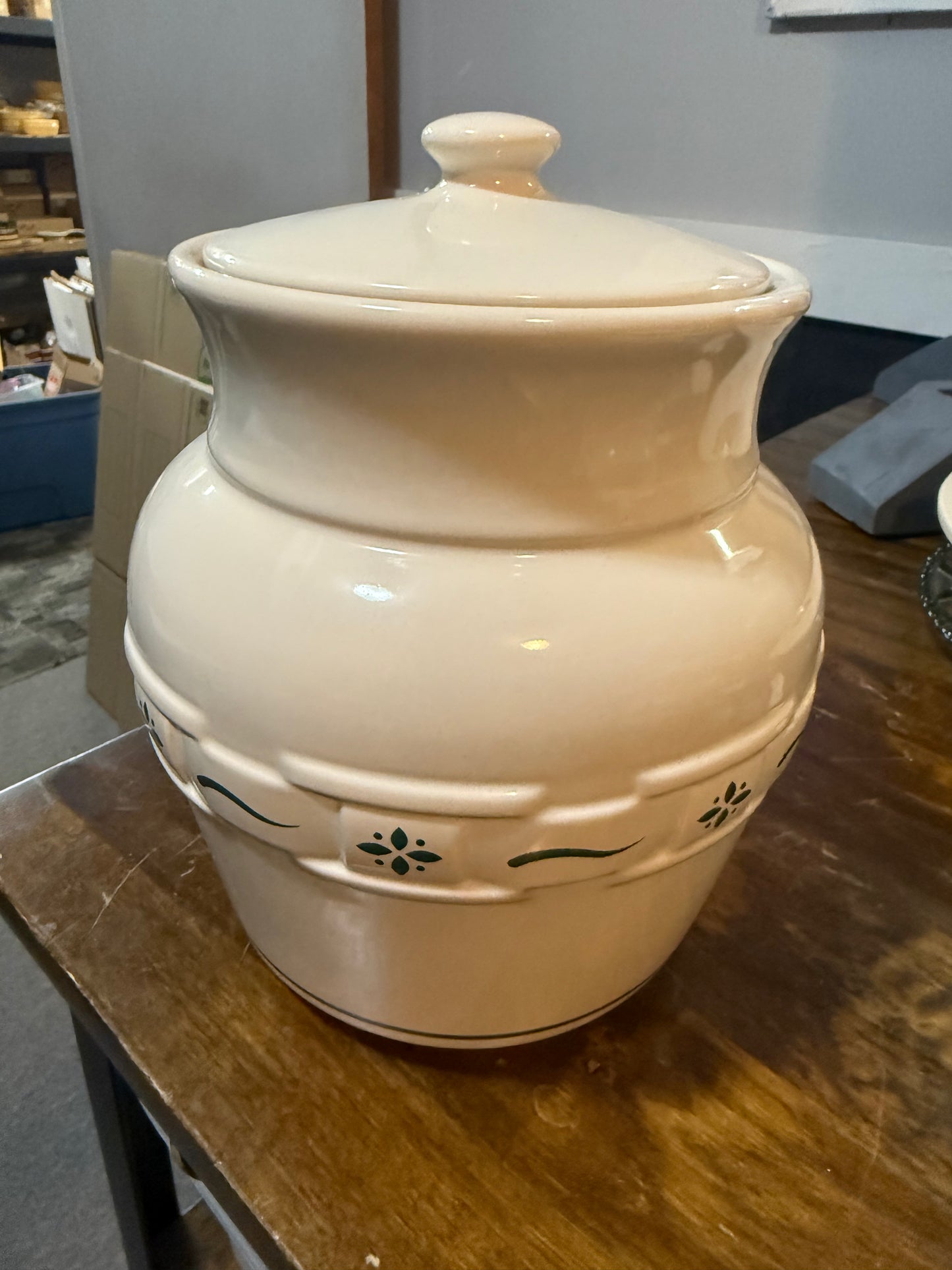 Longaberger large canister in heritage green