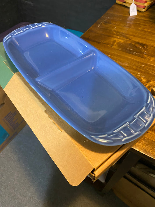 Longaberger divided dish in cornflower