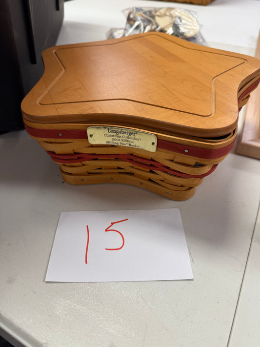 Longaberger 2001 shining star with lid, liner, and protector