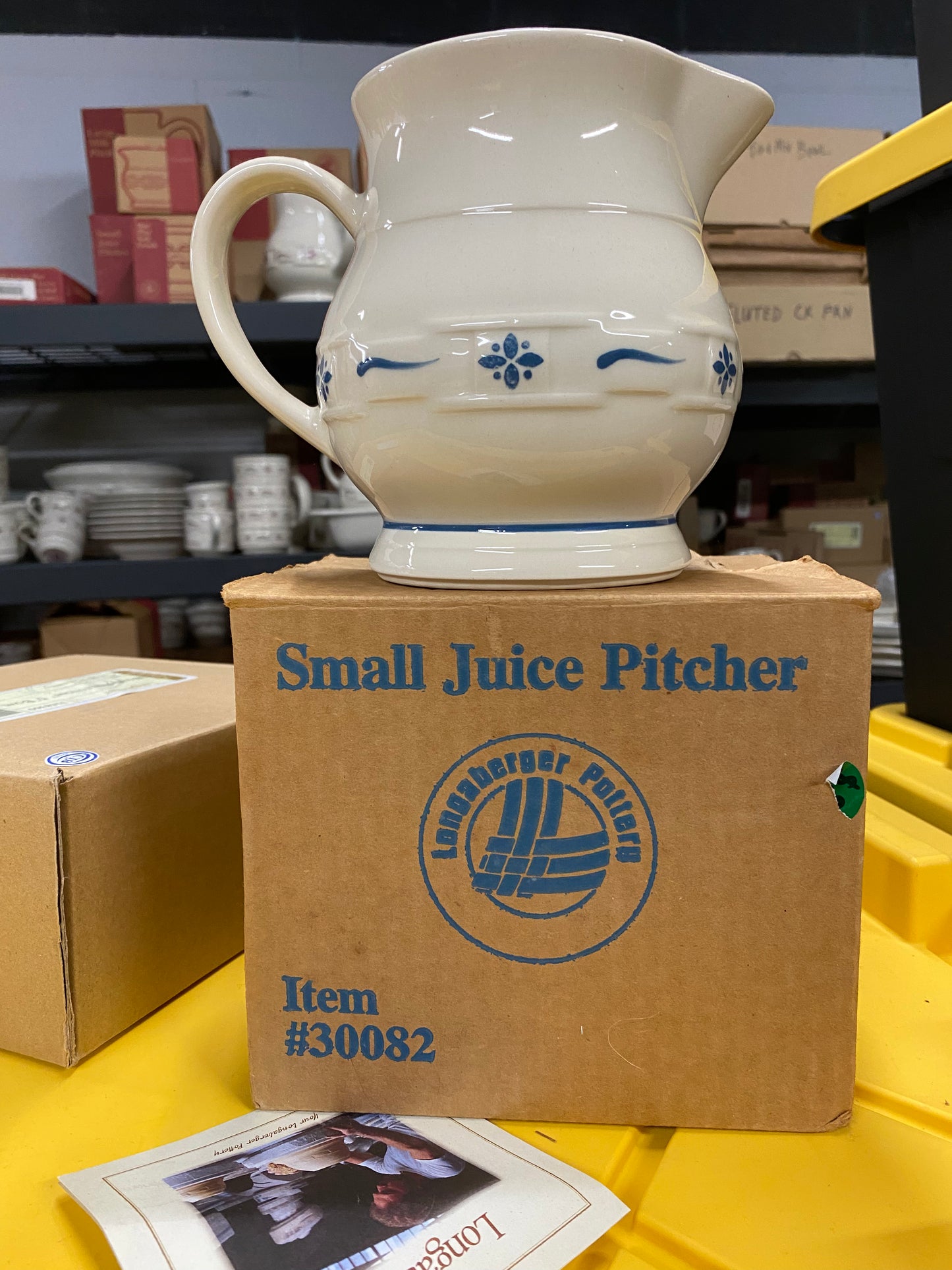 Longaberger small juice pitcher in classic blue