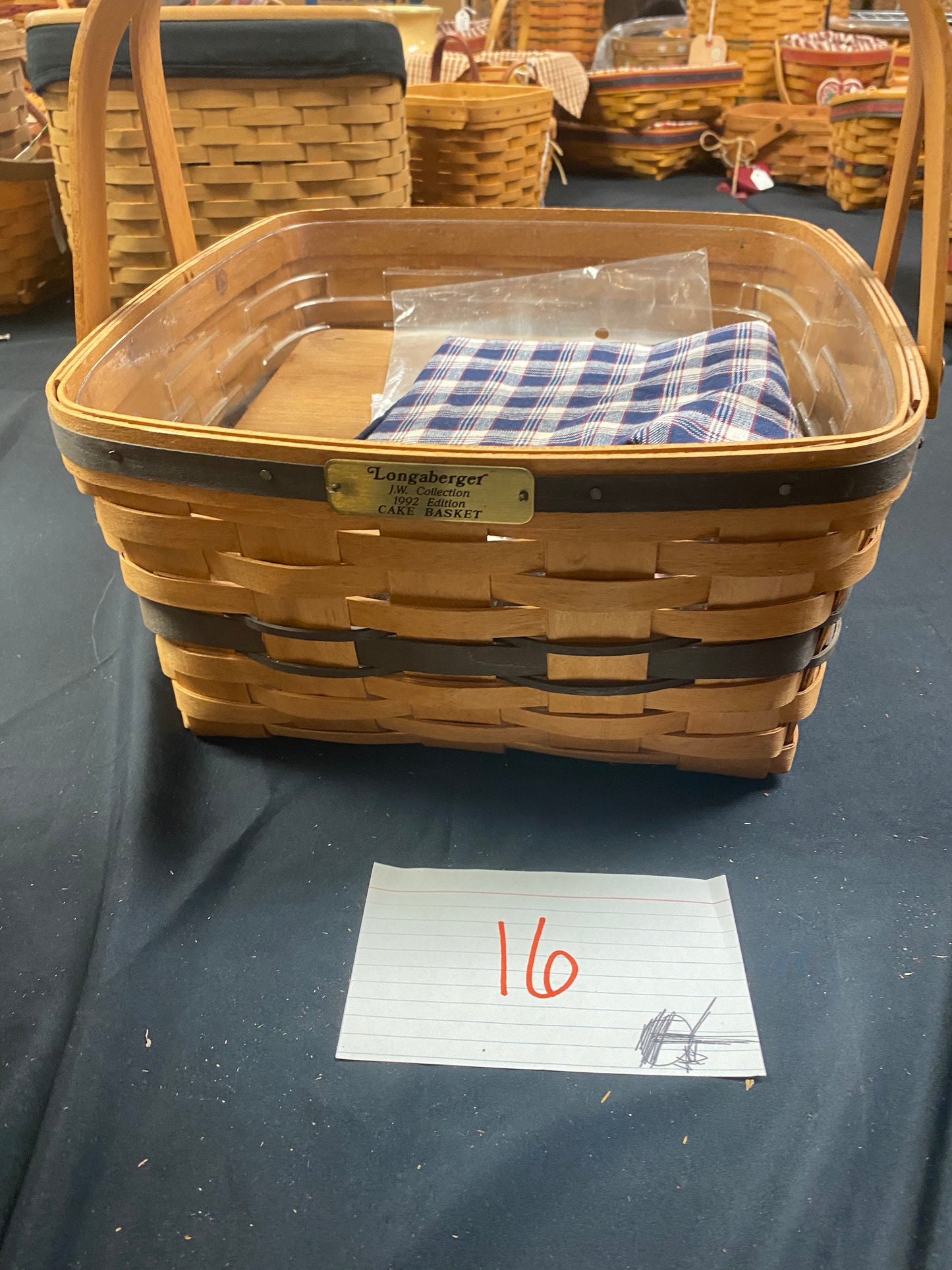 Longaberger JW cake basket with riser,protector, and fabric