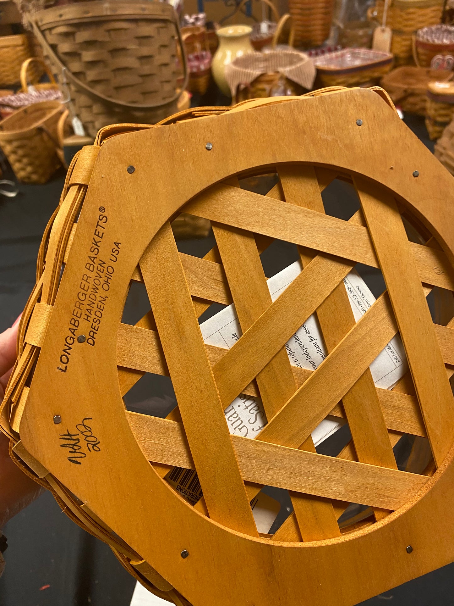 Longaberger generations basket with protector