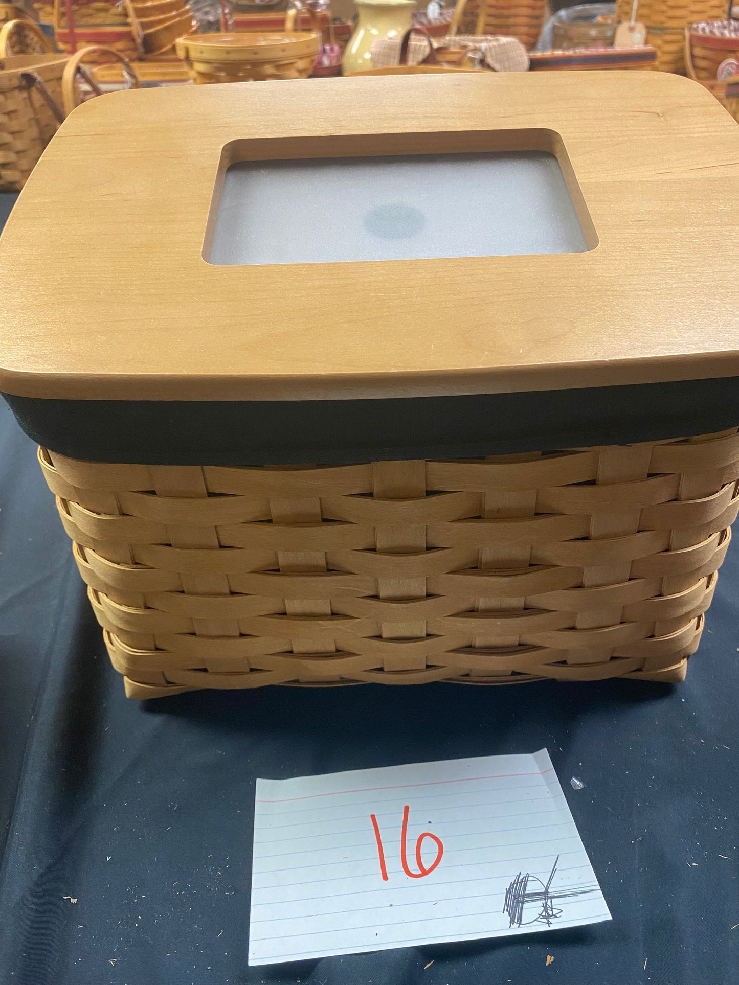 Longaberger media basket with lid,liner, and protector