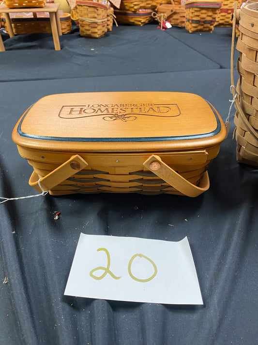 Longaberger homestead basket with lid and protector