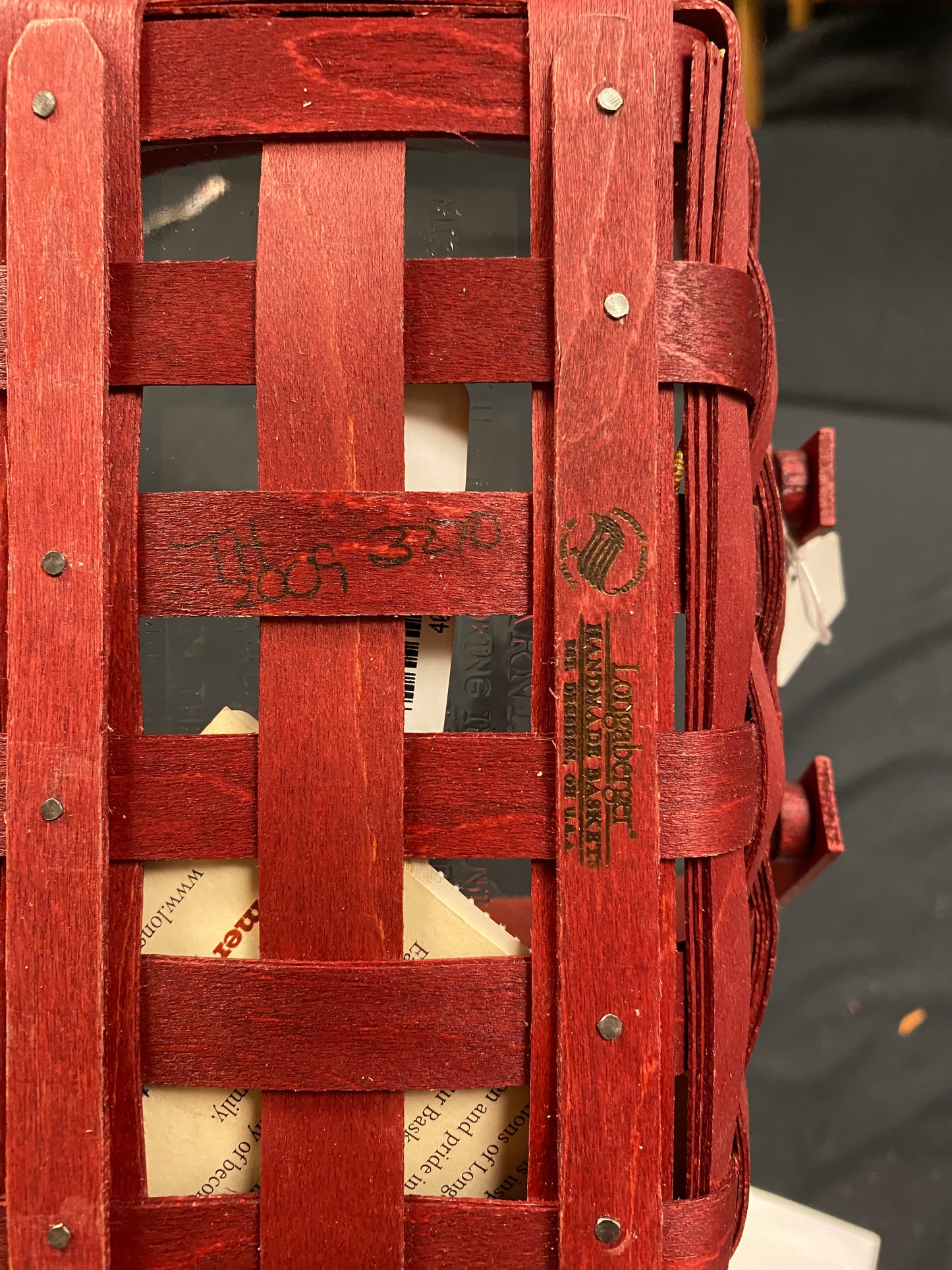 Longaberger small red basket with protector