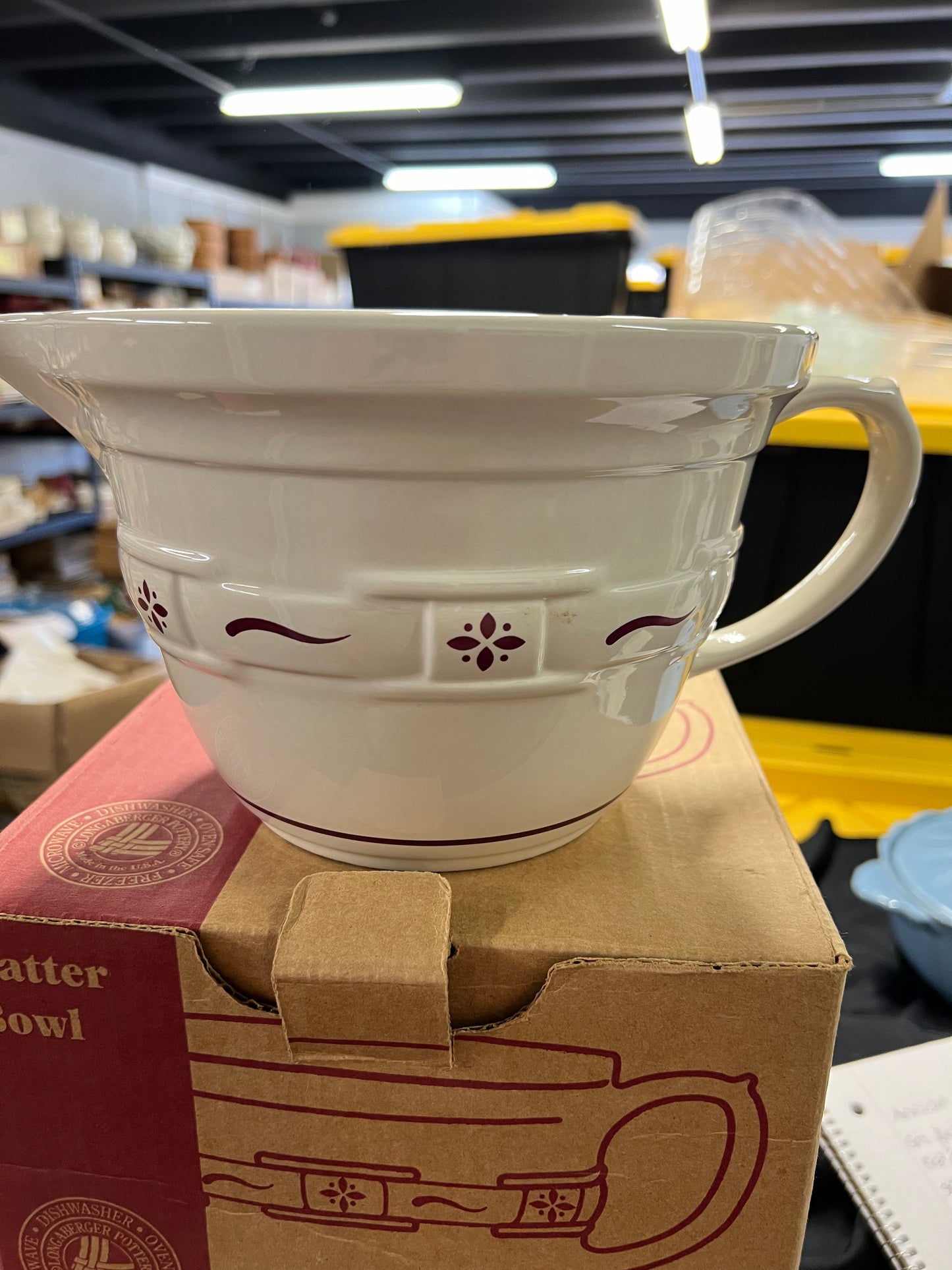 Longaberger batter bowl in traditional red