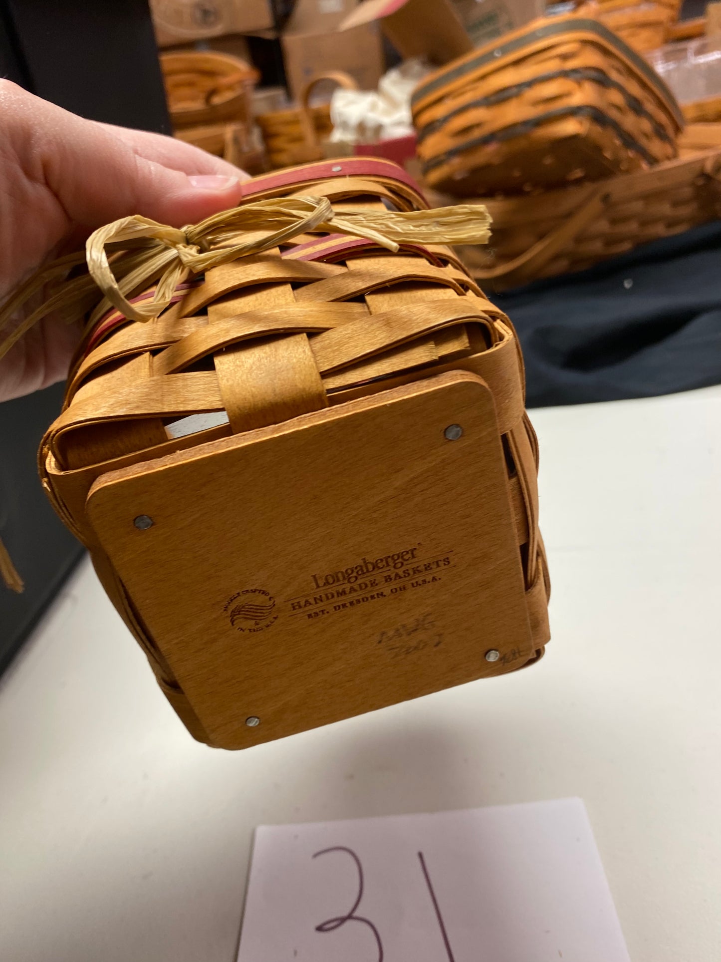 Longaberger basket with red weave