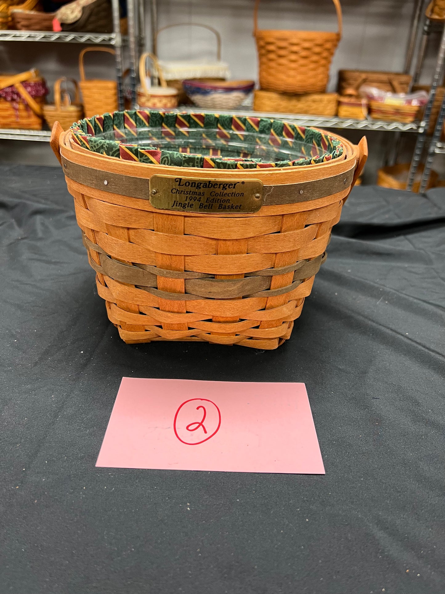 Longaberger jingle bell basket with liner & protector