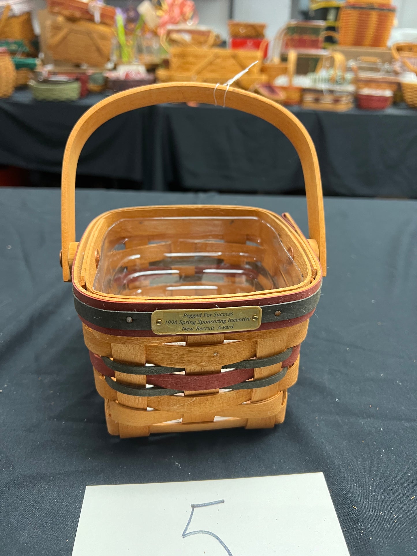 Longaberger 1996 recruit award peg basket with protector