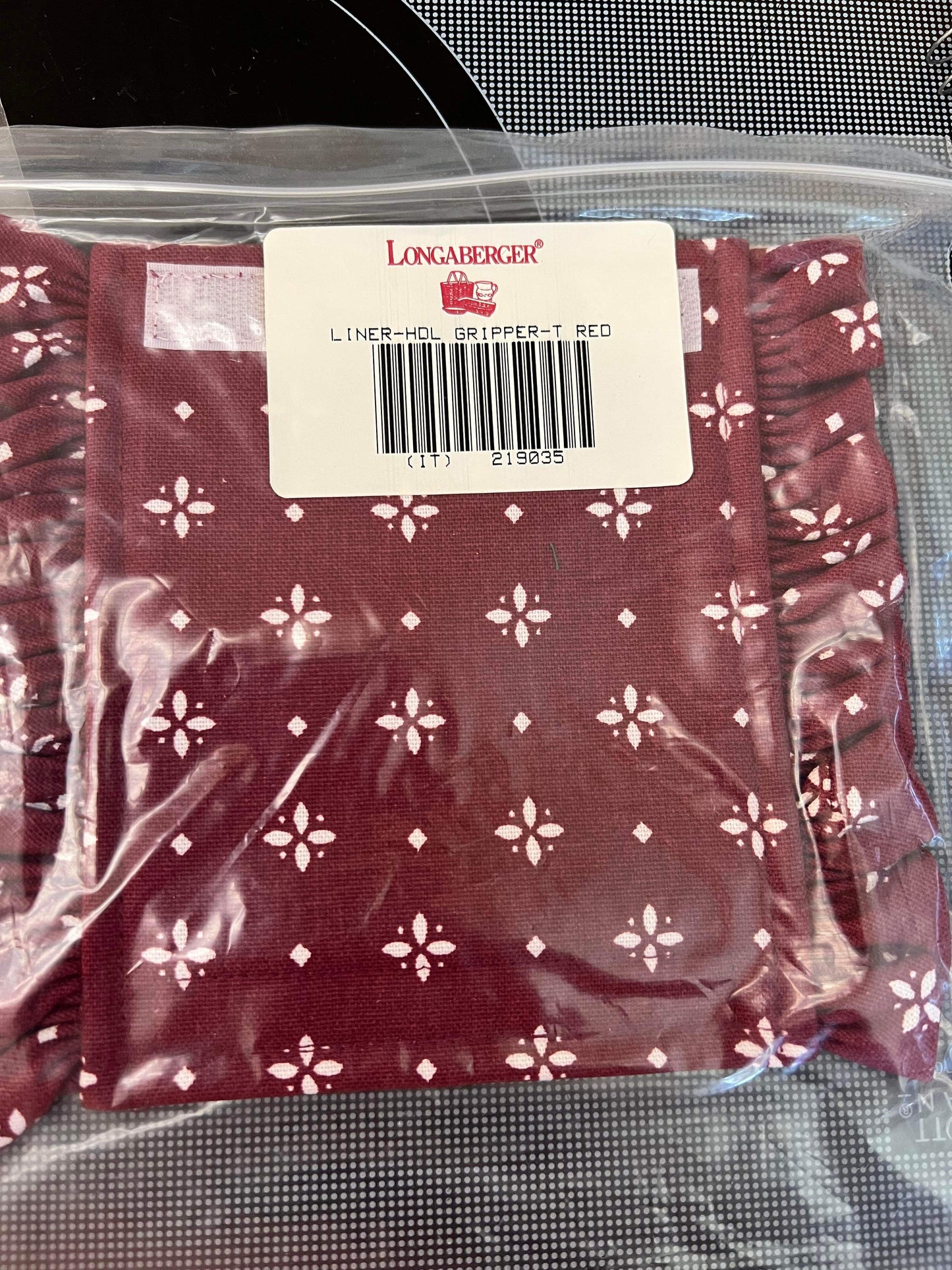 Longaberger handle gripper in traditional red (may not be in bag)