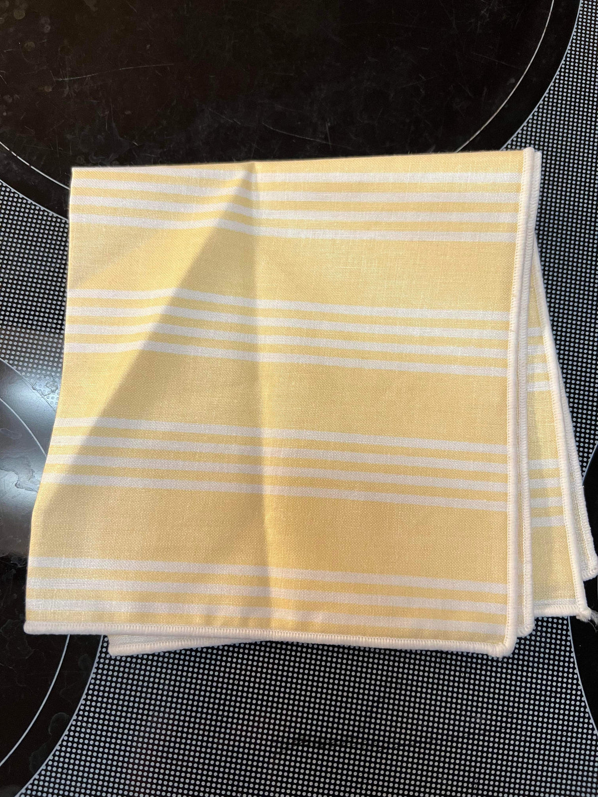 Longaberger 12” fabric square in buttercup yellow stripe