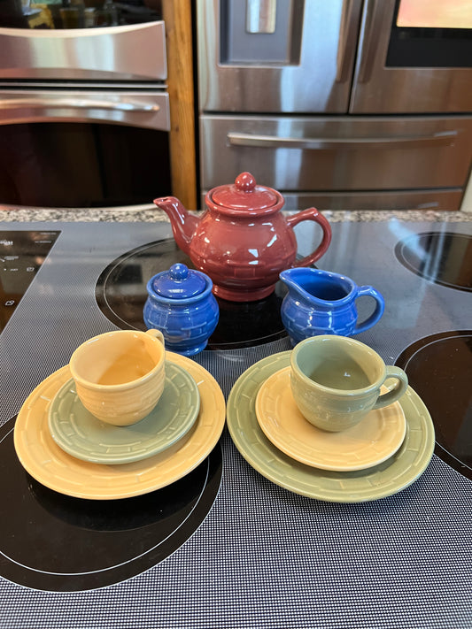 Longaberger woven tradition tea party set