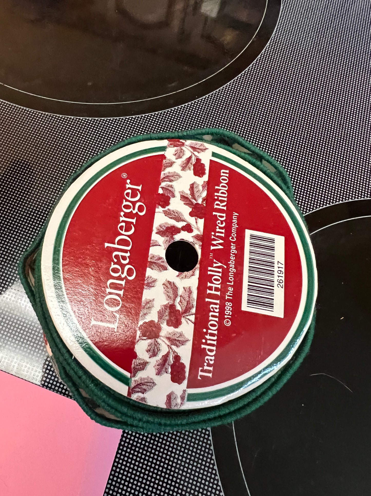 Longaberger wired Ribbon in Holly