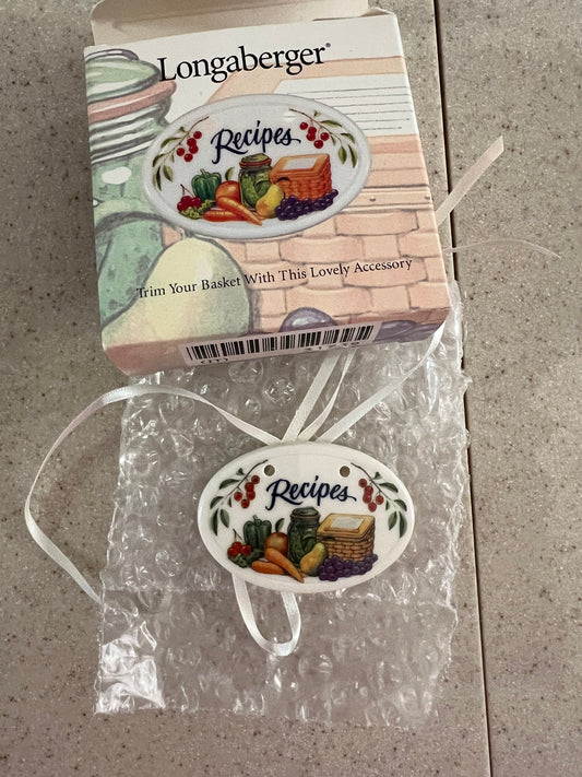 Longaberger recipe tie on (may not be in box)