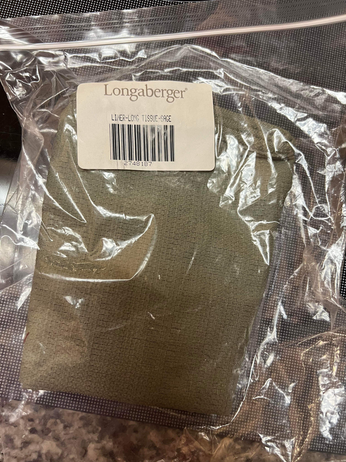 Longaberger Long Tissue Liner in Sage