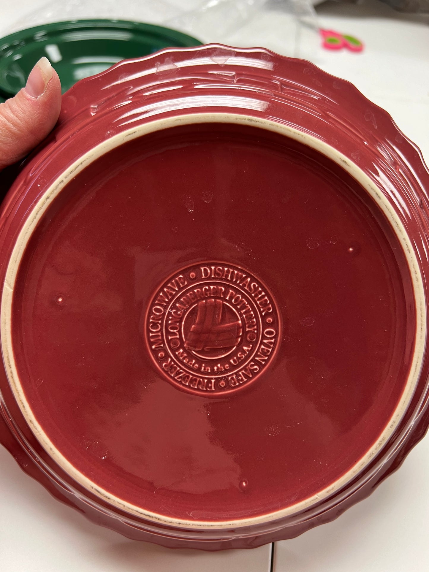 Longaberger full size pie plate in paprika