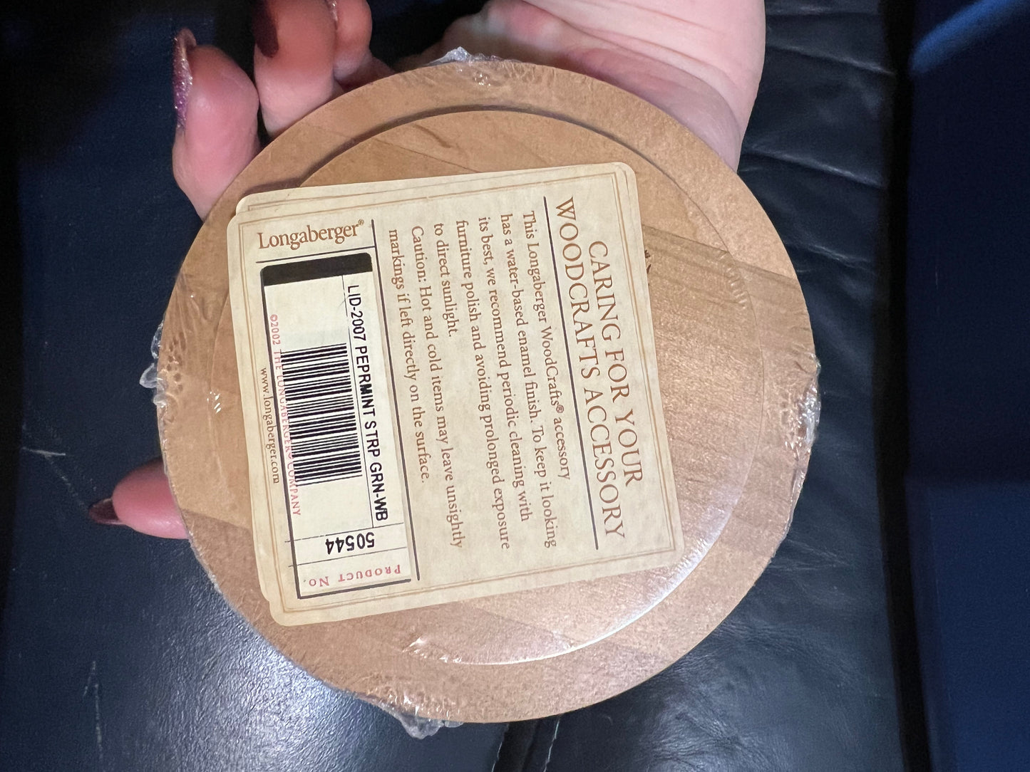 Longaberger peppermint stripe lid green