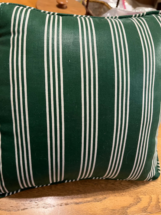 Longaberger hunter green stripe small throw pillow
