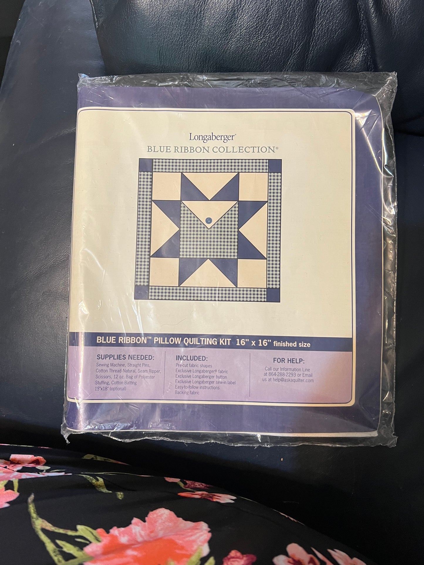 Longaberger Blue Ribbon pillow quilting kit