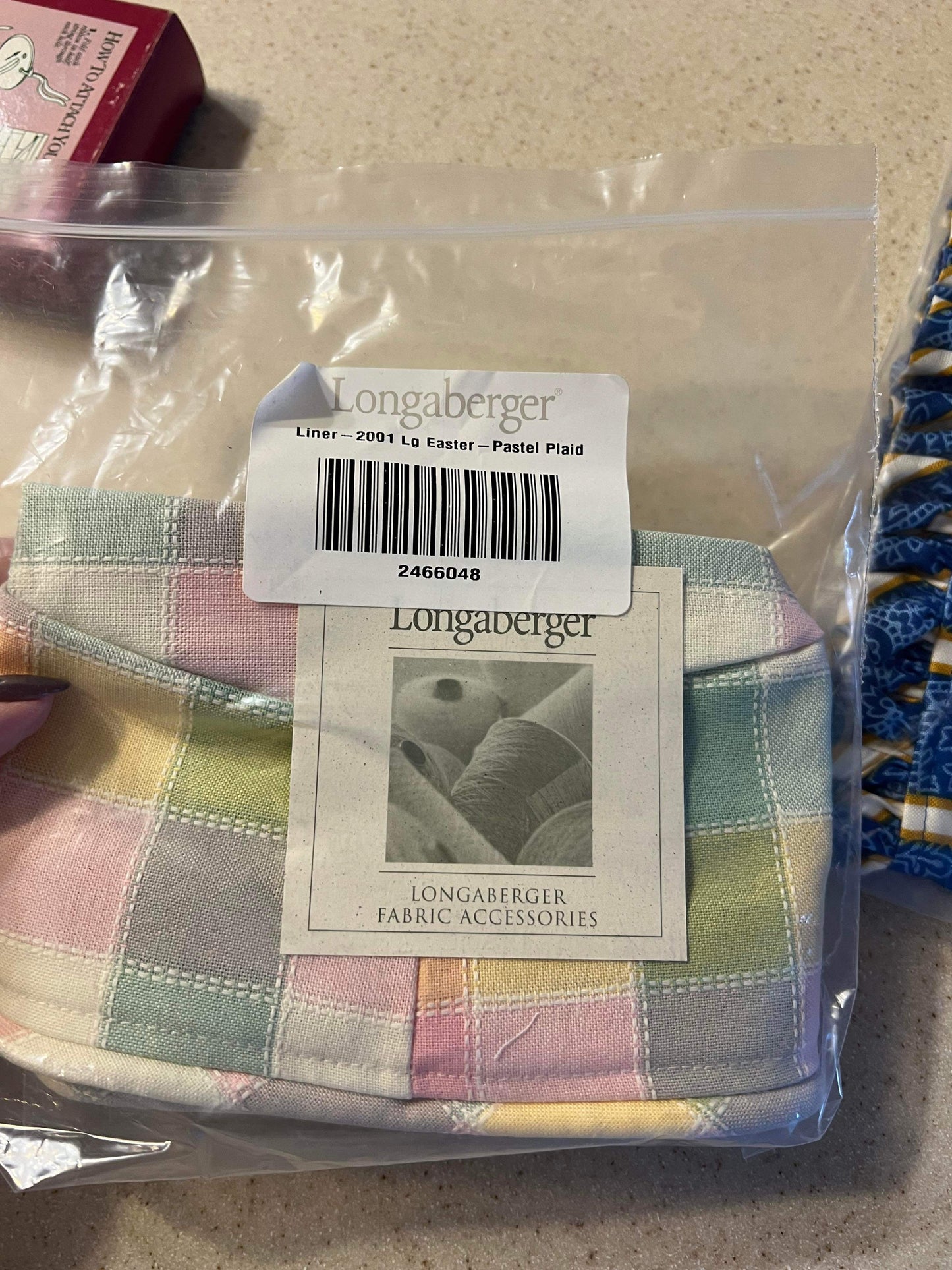 Longaberger 2001 Large Easter Liner in Pastel Plaid