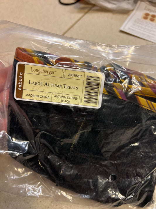 Longaberger Large Autumn Treats Liner in Black/ Autumn Stripe
