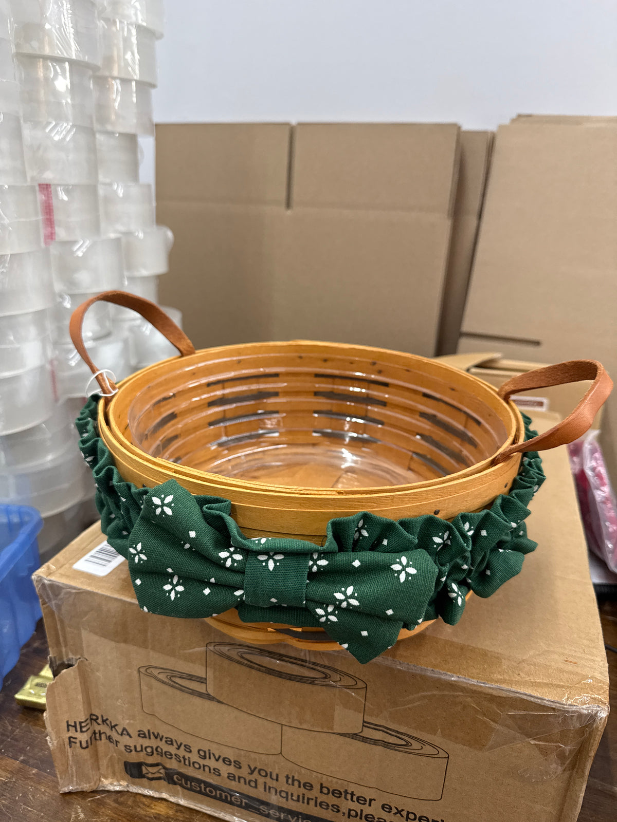 Longaberger darning basket with protector and garter