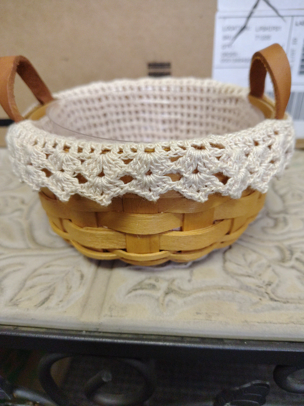 Longaberger Saffron basket with liner and protector