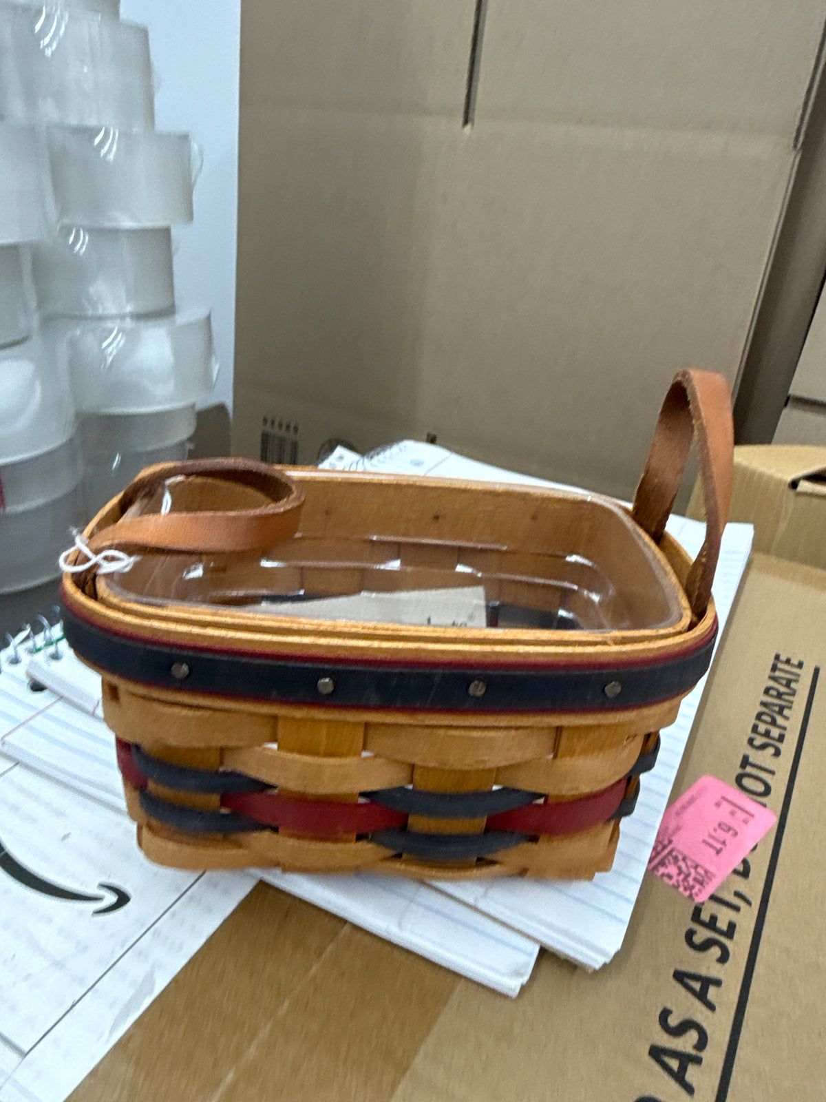Longaberger all American salt and pepper basket with protector