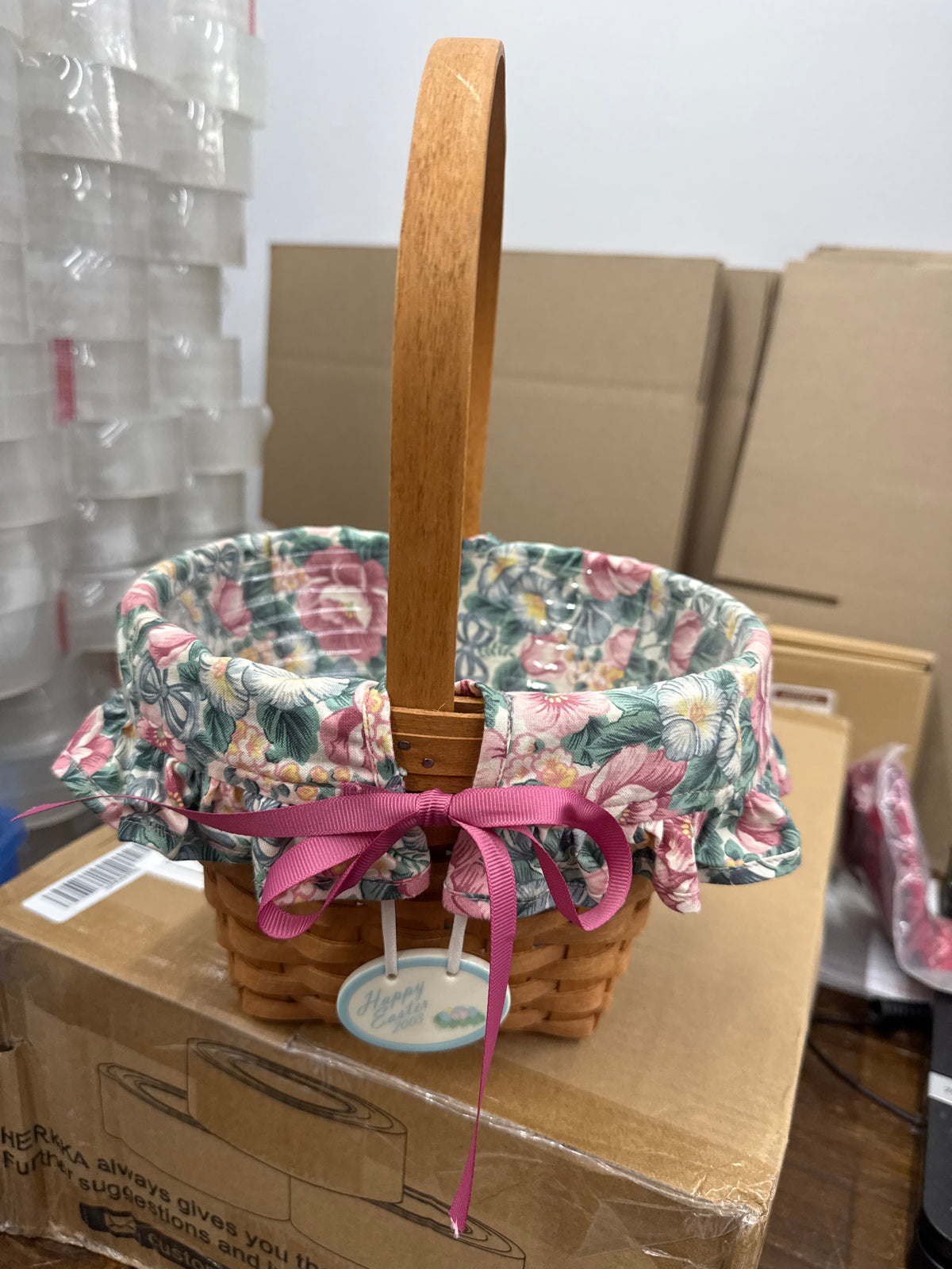 Longaberger Easter basket with liner and protector