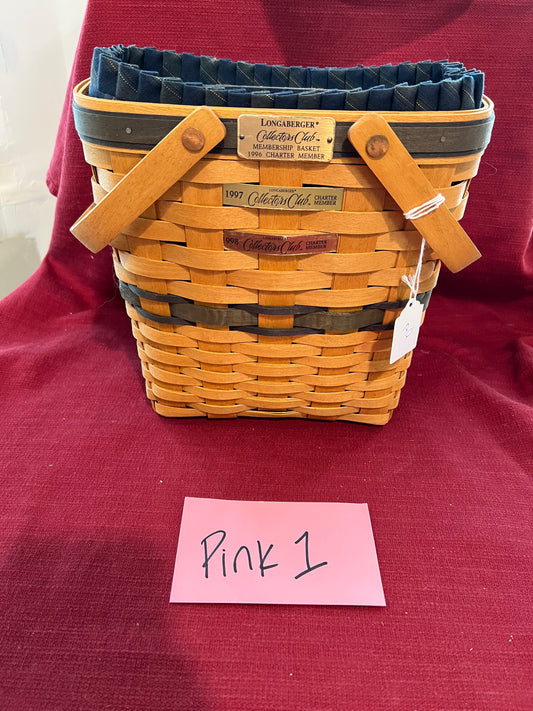 Longaberger 1996 charter membership basket with liner & protector