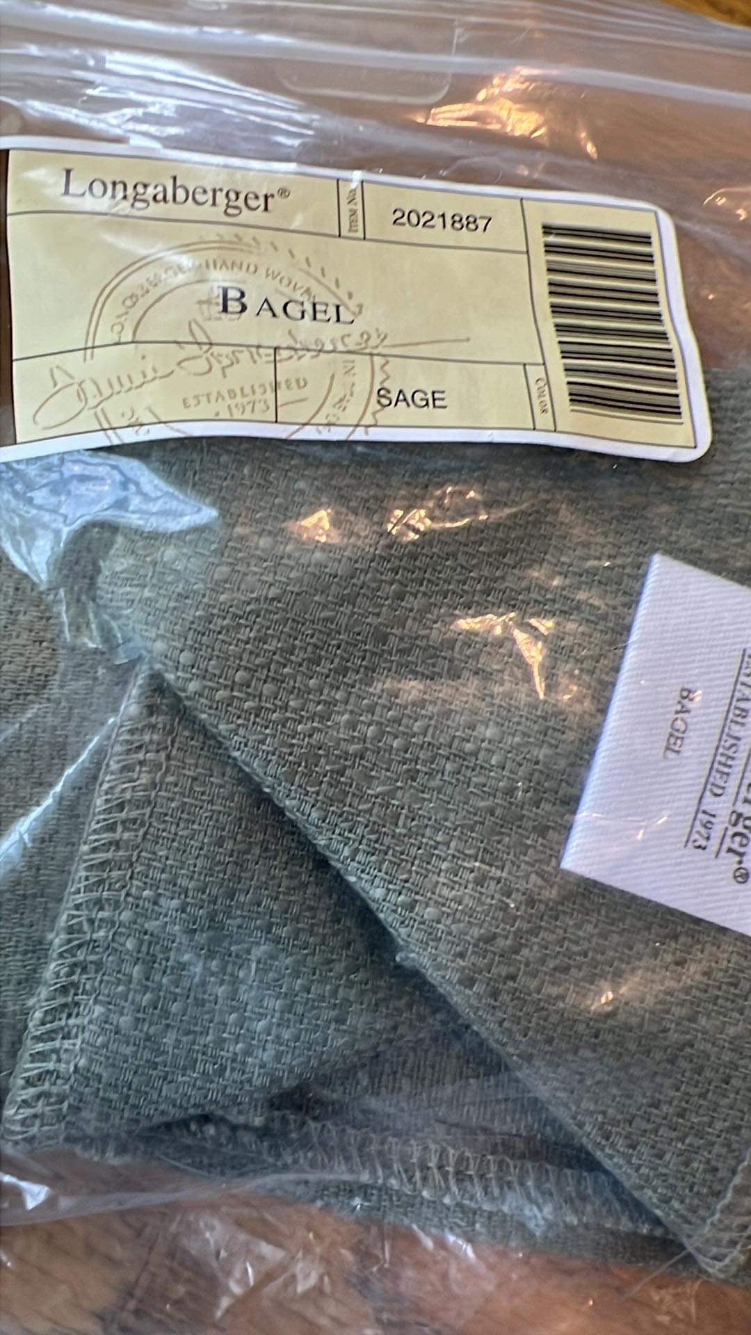 Longaberger Bagel Liner in Sage