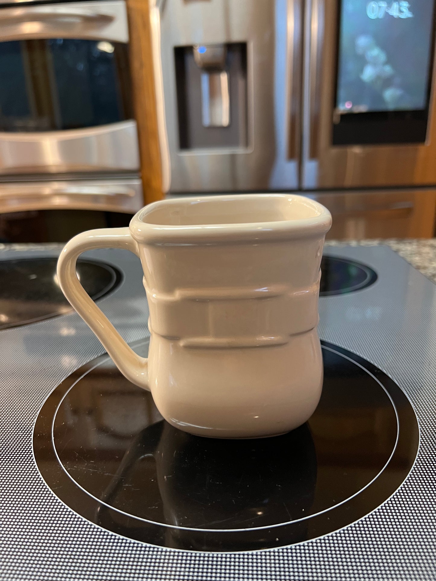 Longaberger soft square coffee mug in ivory