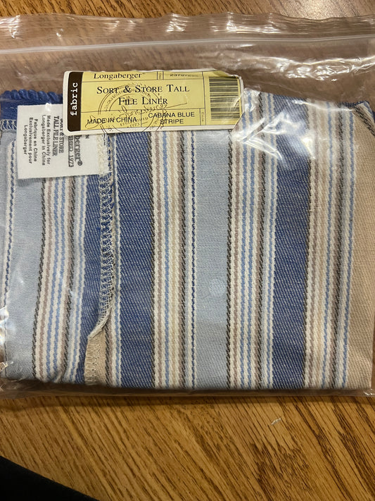 Longaberger Sort & Store Tall File Liner in Cabana Blue Stripe