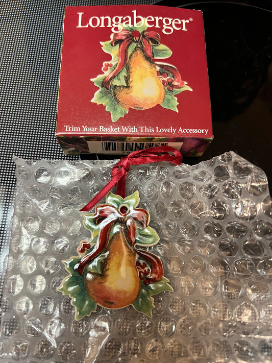 Longaberger Christmas pear tie on