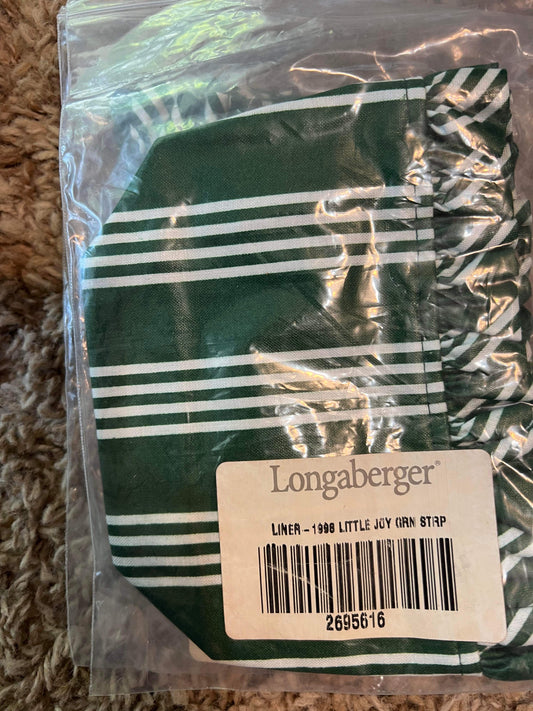 Longaberger 1998 Little Joy Liner in Hunter Green Stripe