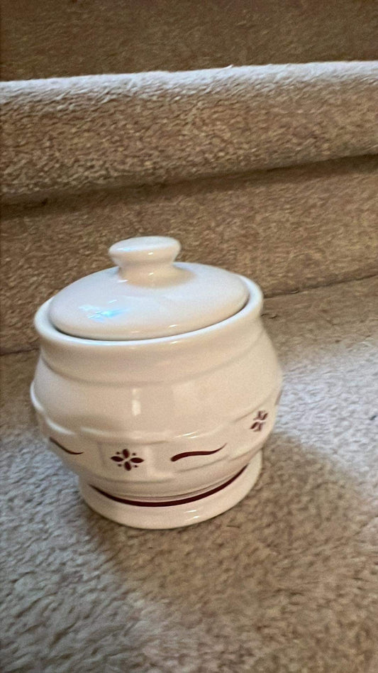 Longaberger Woven Traditions Sugar Jar with lid in Traditional Red