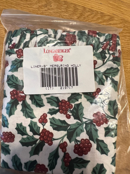 Longaberger 9” measuring liner in traditional holly