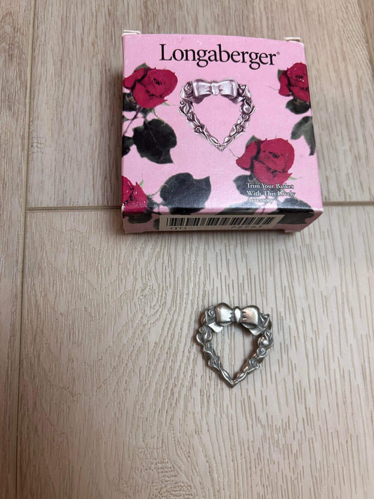 Longaberger pewter heart Tie On/pin