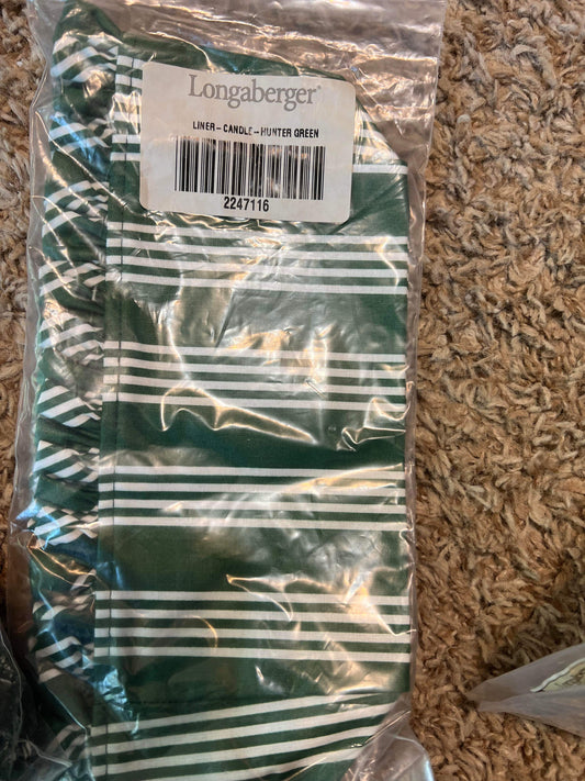 Longaberger Candle Liner in Hunter Green Stripe