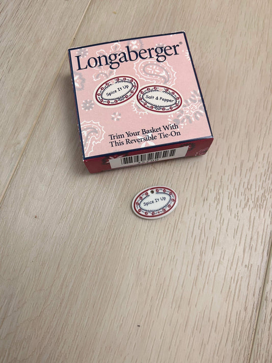 Longaberger Reversible Spice It Up/ Salt & Pepper Tie On