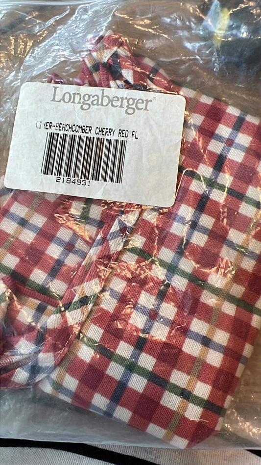 Longaberger Beachcomber Liner in Cherry Red Plaid